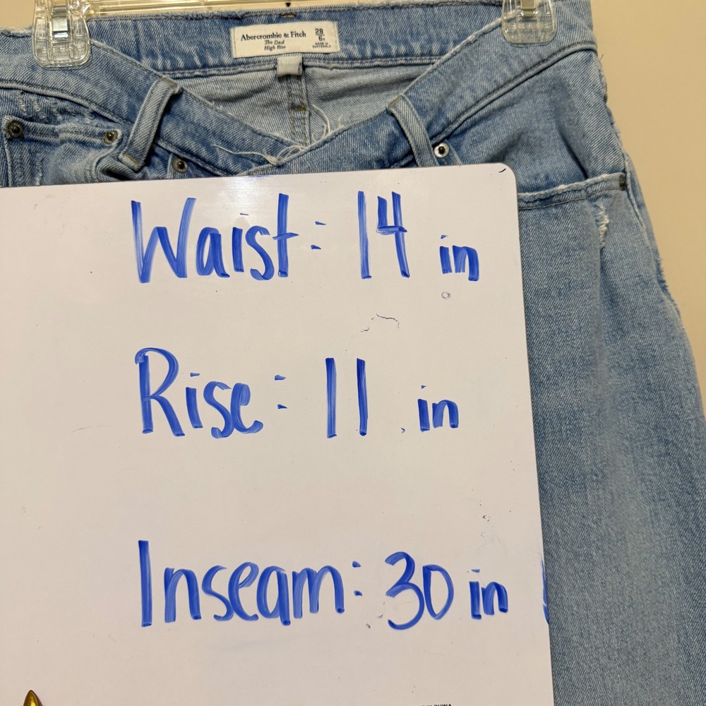 Abercrombie & Fitch Curve Love The Dad High Rise Crossover Jean Light Wash 28 6R - Picture 9 of 9